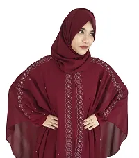 Maroon Farasha With Stone Work Fabric Nida-thumb2