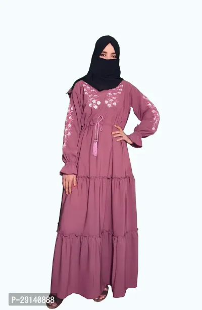 Purple Abaya With 2 Referal  Embroidery Work Fabric Firdous-thumb0