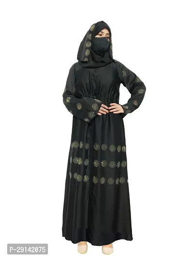 Black Abaya With Stone Work And Front Side Dori Pattern Fabric Nida