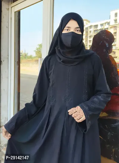 Black Abaya With With Black Stone Work Fabric Firdous