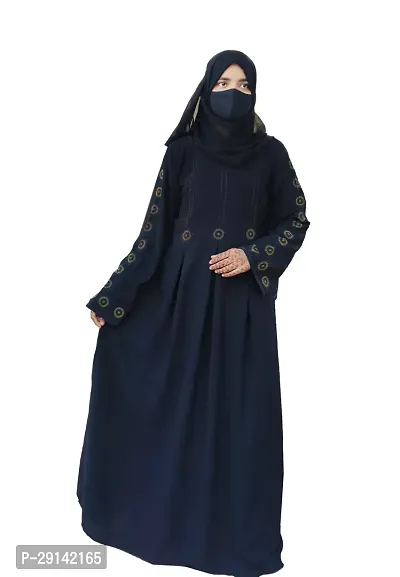 Black Abaya With Stone Work Fabric Firdous Dupatta+Hijab