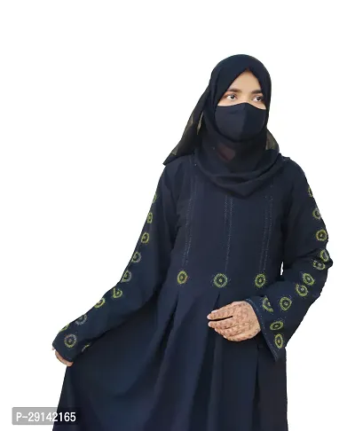 Black Abaya With Stone Work Fabric Firdous Dupatta+Hijab-thumb3