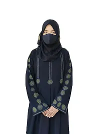 Black Abaya With Stone Work Fabric Firdous Dupatta+Hijab-thumb2