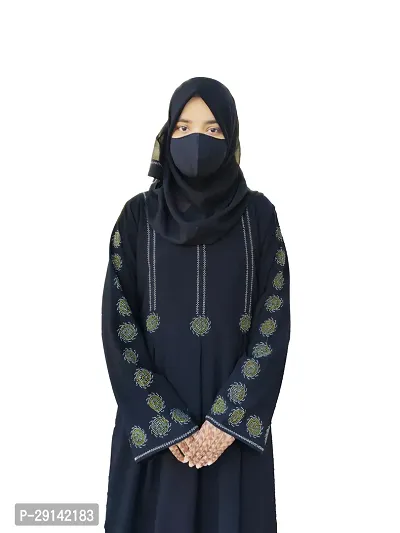 Black Abaya With Stone Work Fabric Firdous Dupatta+Hijab-thumb3