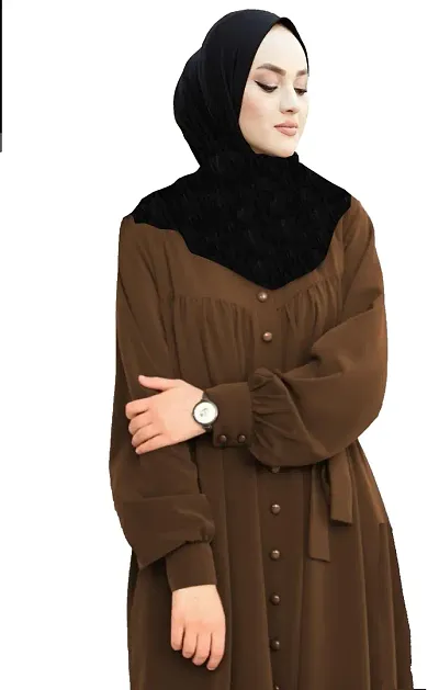 Stylish Abaya With Front Side Button Pattern Fabric Firdous