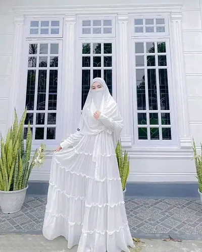 Elegant Polyester Solid Abaya with Hijab For Women