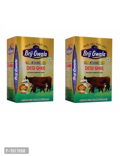 Brij Gwala Desi Cow Ghee |Made Traditionally from Curd |Pure Cow Ghee for Better Digestion and Immunity | 500ml Tetra Pack of-2