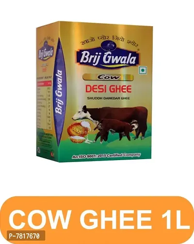 Brij Gwala Desi Cow Ghee |Made Traditionally from Curd |Pure Cow Ghee for Better Digestion and Immunity | 1Ltr Tetra-thumb1