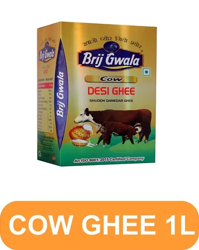 Brij Gwala Desi Cow Ghee |Made Traditionally from Curd |Pure Cow Ghee for Better Digestion and Immunity | 1Ltr Tetra
