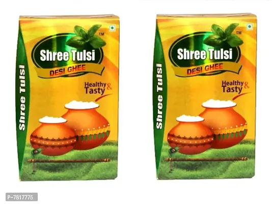 Shree Tulsi Desi Ghee |Made Traditionally from Curd |Pure Ghee for Better Digestion and Immunity | 500ML Tetra pACK OF-2