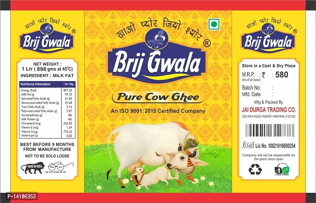 Brij Gwala Desi Cow Ghee Made Traditionally From Curd Cow Ghee For Better Digestion And Immunity 1Ltr Pouch 1-thumb4