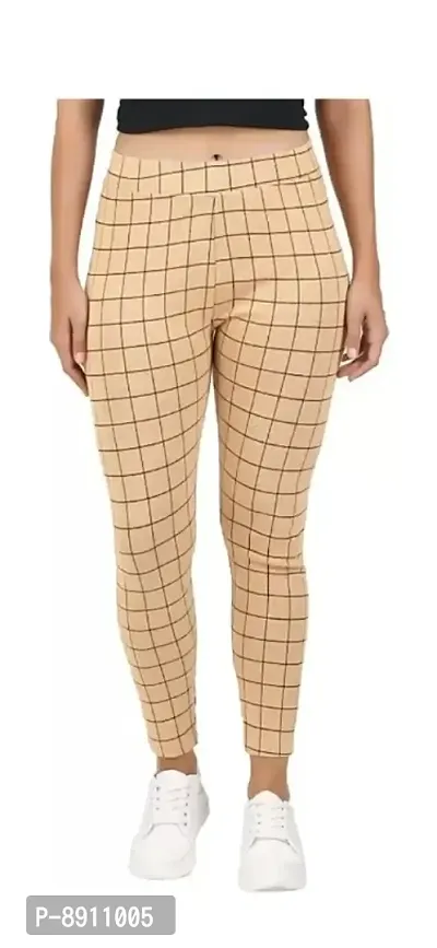 Classic Cotton Blend Checked Jeggings for Women