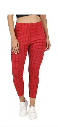 Stylish Blend Checked Jeggings For Women