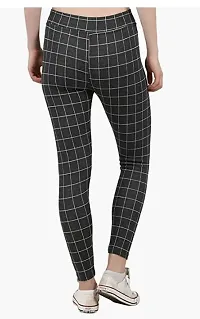 Classic Cotton Blend Checked Jeggings for Women-thumb1