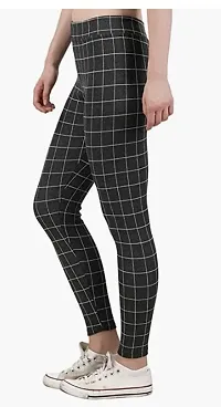 Classic Cotton Blend Checked Jeggings for Women-thumb2