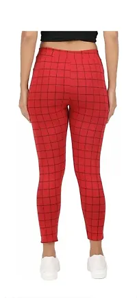 Classic Cotton Blend Checked Jeggings for Women-thumb1