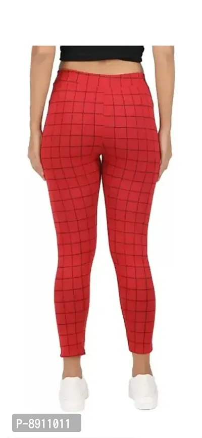 Classic Cotton Blend Checked Jeggings for Women-thumb2