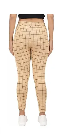 Classic Cotton Blend Checked Jeggings for Women-thumb1