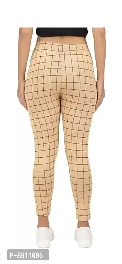 Classic Cotton Blend Checked Jeggings for Women-thumb2