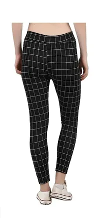 Classic Cotton Blend Checked Jeggings for Women-thumb1