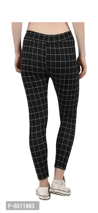 Classic Cotton Blend Checked Jeggings for Women-thumb2