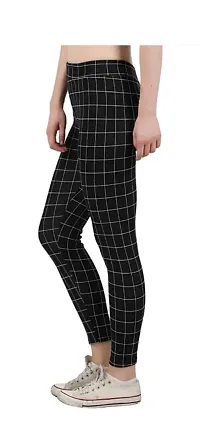 Classic Cotton Blend Checked Jeggings for Women-thumb2