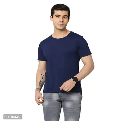 Crepeon T-Shirts for Men Regular Fit Round Neck Half Sleeves Cotton (Pack of -1)-thumb0