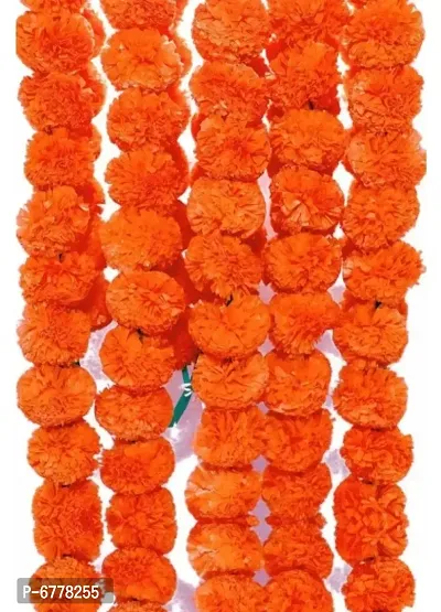 Artificial Marigold Garland for Home, Office, Diwali, Navratri, Ganesh Festiwal, Parties Decorati (Orange) (pack of 5)