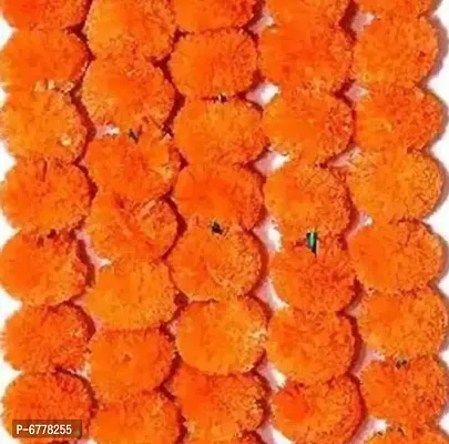 Artificial Marigold Garland for Home, Office, Diwali, Navratri, Ganesh Festiwal, Parties Decorati (Orange) (pack of 5)-thumb2