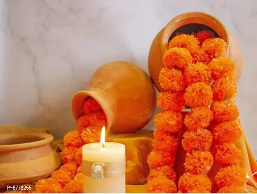 Artificial Marigold Garland for Home, Office, Diwali, Navratri, Ganesh Festiwal, Parties Decorati (Orange) (pack of 5)-thumb3