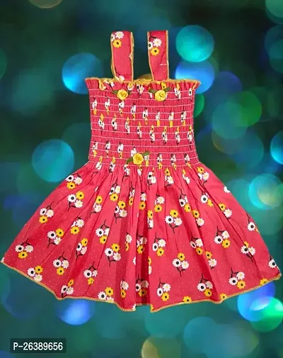 Fabulous Pink Cotton Printed Frocks For Girls-thumb0