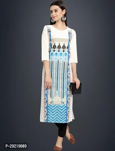 Stylish Multicoloured Crepe Printed Kurta For Women-thumb0