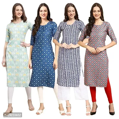 Stylish Multicoloured Crepe Printed Kurta For Women Combo Pack Of 4-thumb0