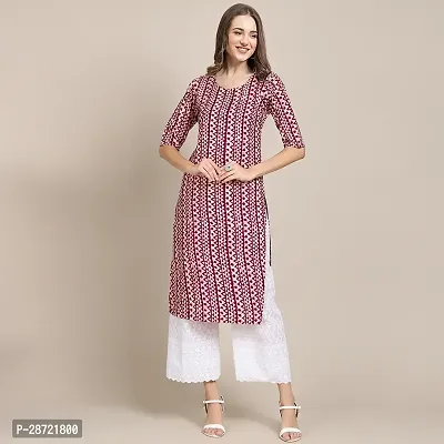 Stylish Magenta Crepe Printed Kurta For Women-thumb0