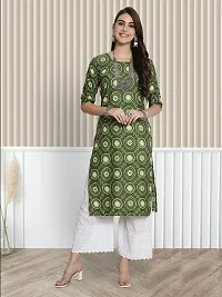 Trendy Green Printed Crepe Straight Kurta For Women-thumb1