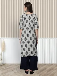 Stylish A-Line Grey Printed Crepe Kurta For Women-thumb1