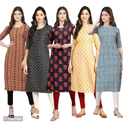 Stylish Multicoloured Crepe Kurta For Women Pack Of 5