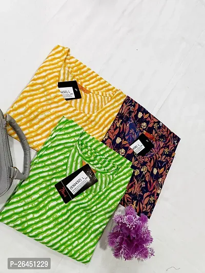 Stylish Multicoloured Crepe Printed A-Line Kurta For Women Combo Of 3