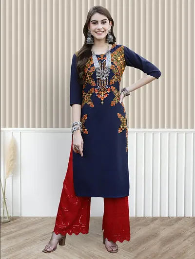 Stylish Multicoloured Crepe A-Line Printed Kurti