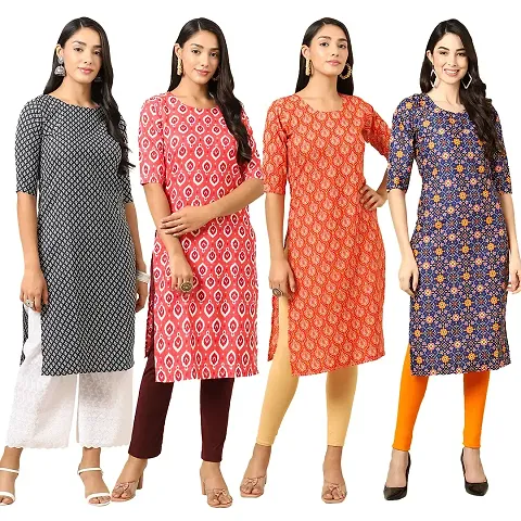 Stylish Crepe Stitched Kurta For Women Pack of 4