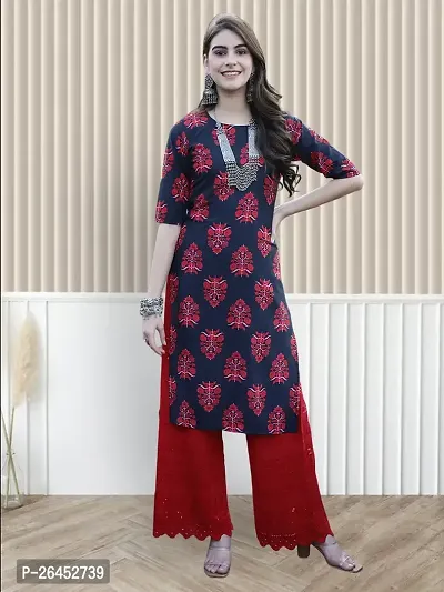 Stylish A-Line Red Printed Crepe Kurta For Women