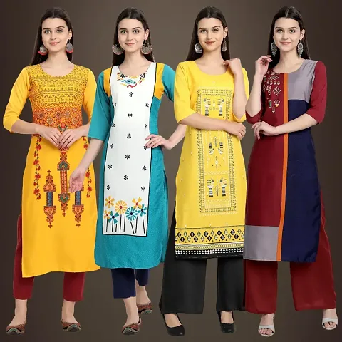 Stylish Fancy Crepe Kurtis Pack Of 4