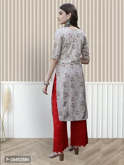 Stylish A-Line Beige Printed Crepe Kurta For Women-thumb2