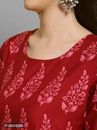 Stylish Crepe Red Printed A-Line Kurta Bottom Set For Women-thumb5