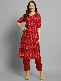 Stylish Crepe Red Printed A-Line Kurta Bottom Set For Women-thumb1
