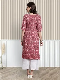 Stylish A-Line Peach Printed Crepe Kurta For Women-thumb1