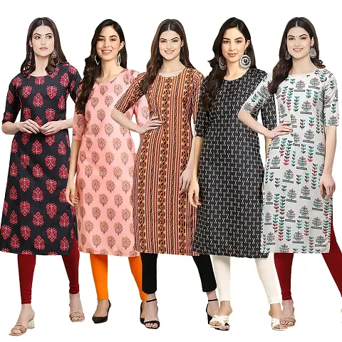 Trendy Crepe Printed Kurti - Pack of 5