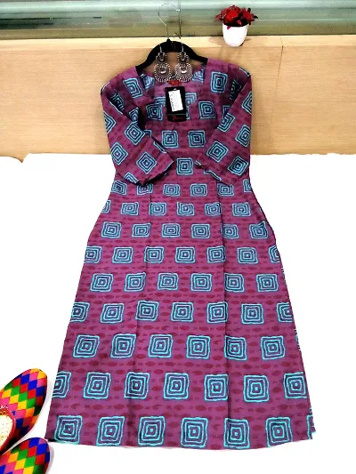 Stylish Crepe Printed Straight Kurtis