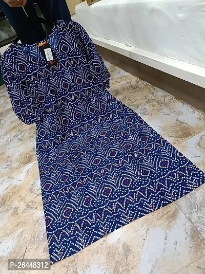 Trendy Blue Printed Crepe Straight Kurta For Women