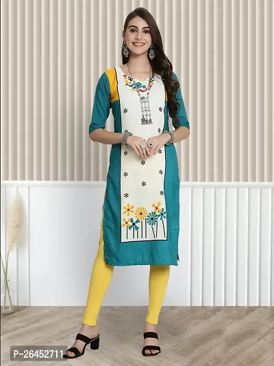 Stylish A-Line Multicoloured Printed Crepe Kurta For Women-thumb0